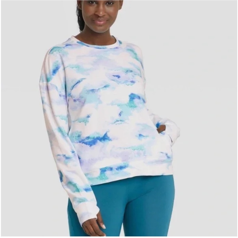 Woman's Sweatshirt Tie-Dye Soft French Terry Crewneck ~ All In Motion XL